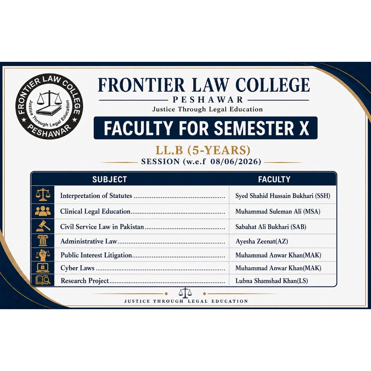 Semester 10 Faculty