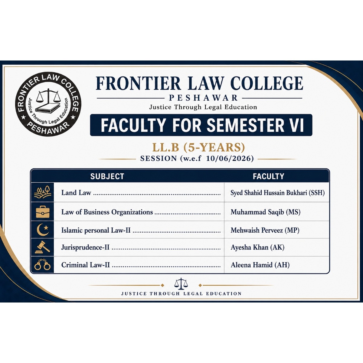 Semester 6 Faculty