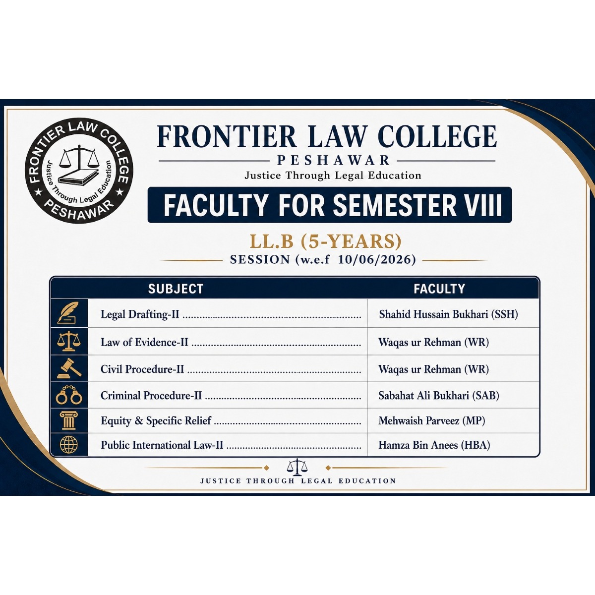 Semester 8 Faculty